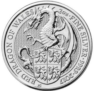 2017 2 Oz British Silver Queen’s Beast Dragon Coin.  Pre - Order For 3/19/2017. photo