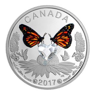 Canada 2017 Silver Coin $10 Butterflies Celebration Of Love 10 Cad Swarovski photo