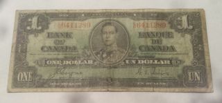 1937 Bank Of Canada $1 Dollar Bill (coyne/towers) Prefix C/n 6411289 photo