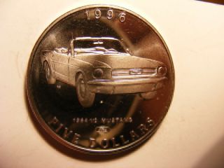 Marshall Islands 5 Dollars,  1996,  Classic Cars,  1964 1/2 Mustang,  P/l Unc photo