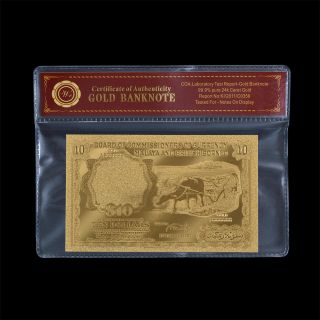 Wr Malaya & British Borneo 10 Dollars Gold Banknote Gold Buffalo Note Old Rare photo