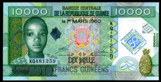 Guinea 10000 Francs 2010 Prefix Kq P 45 Commemorative Uncirculated photo