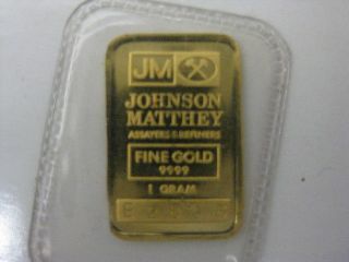 1 Gram Gold Bar Johnson Matthey.  9999 Pure Ser.  E2806 photo