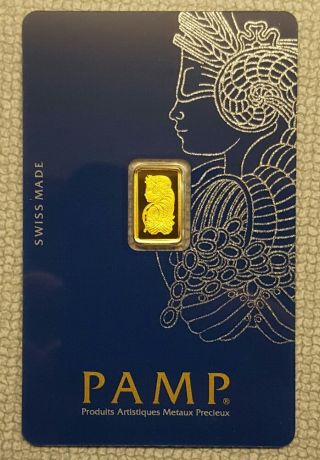 1 Gram Gold Bar - Pamp Suisse - Fortuna - 999.  9 Fine In Assay (a - 3) photo