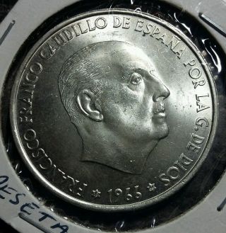 1966 Spain 100 Pesetas Large Silver Coin photo