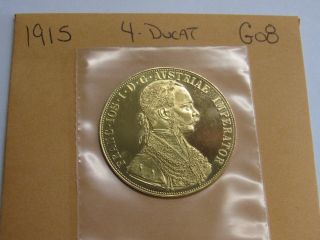 1915 Austria 4 Ducat Large.  986 Gold Coin 14 Grams.  4438 Grams Franz Joseph photo