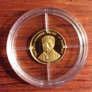 President T.  Roosevelt Commemorative,  Proof,  Gold (. 5 Gram,  585 Gold) With photo