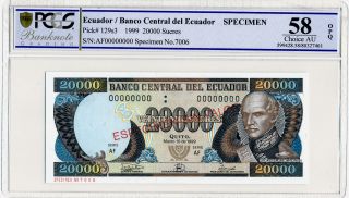 Banco Central Del Ecuador Ecuador 20000 Sucres 1999 Speci,  000000 Pcgs 58opq photo