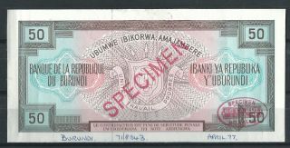Burundi 50 Francs 1977 // Specimen Proof Rare Scarce Trial photo