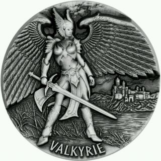 2016 Tokelau Valkyrie Legends Of Asgard Silver Coin Antique Max Relief 3 Oz photo