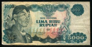 Indonesia 1968,  5000 Rupiah,  P111,  F - Vf photo