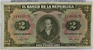 2 Pesos Colombia Banknote World Bank Note South America American Travel Souvenir photo
