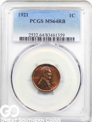 1921 Lincoln Cent Wheat Penny Pcgs Ms 64 Rb Tougher This, photo