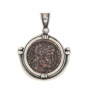 Sterling Silver Ancient Coin Pendant With Authentic Ancient Roman Coin photo