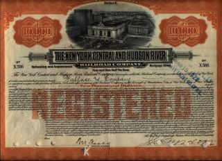 $10,  000 York Central & Hudson River Railroad Bond Stock Certificate A photo