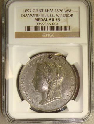 1897 Bhm - 3576 Great Britain Queen Victoria Diamond Jubilee Medal Ngc Au55 photo