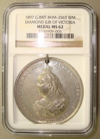 1897 Bhm - 3563 Great Britain Queen Victoria Diamond Jubilee Medal Ngc Ms62 photo