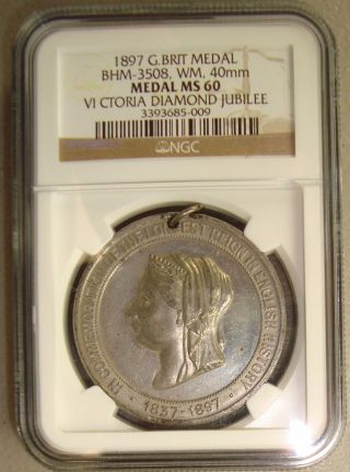 1897 Bhm - 3508 Great Britain Queen Victoria Diamond Jubilee Medal Ngc Ms60 photo