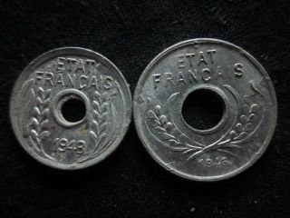 Xd067 - Vietnam Indochine - Aluminum - 1 & 5 Cent 1943s - - photo