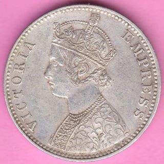 British India - 1892 - Victoria Queen - One Rupee - Rarest Silver Coin - 18 photo