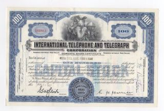 International Telephone And Telegraph Stock Certificate photo