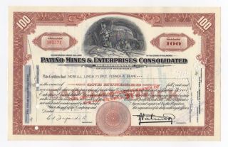 Patino Mines & Enterprises Consolidated Stock Certificate photo