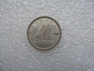 1939 Canada 10 Cents Coin (xf) On Silver photo