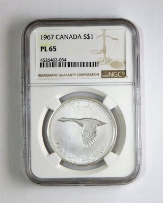 1967 S$1 Canada Silver Dollar Ngc Pl 65 photo