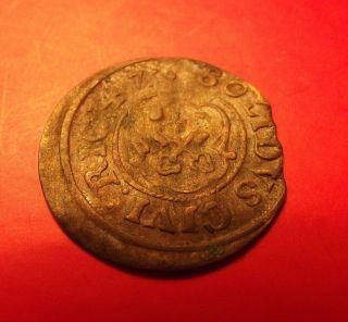 Sweden Livonia 1647 Queen Christina Riga Schilling Solidus Medieval Silver Coin photo