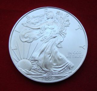 2009 Silver Dollar Coin 1 Troy Oz American Eagle Walking Liberty.  999 Fine photo