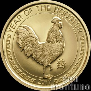 2017 Mongolia - Year Of The Rooster - 1000 Togrog 1/2 Gram Pure Gold Coin.  9999 photo