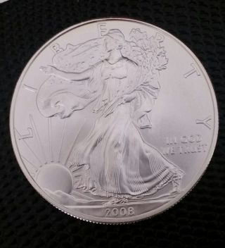 2008 - W (burnished) Silver American Eagle.  Brilliant Uncirculated photo