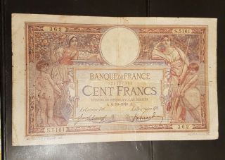 Banque De France 100 Francs A.  8=10=1918 A Rare Signature Vf,  Xf photo