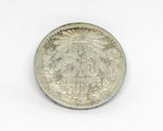 1918 Mexico 50 Centavos Estados Unidos Mexicanos 80 Silver Medal Key Date Large photo