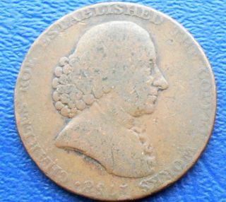 1790 Great Britain 1/2 Penny Token Charles Roe Copper Conder Vulcan R photo