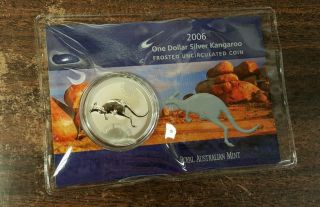 2006 1 Oz Silver Australian Kangaroo Coin - In Display Card - Gem Uncirculated photo