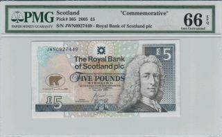 Scotland 5 Pounds Commemorative Banknote 2005 Pmg 66 Epq Gem Uncirculated photo