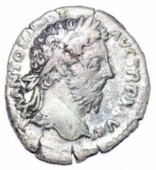 Authentic Marcus Aurelius - Roman,  Ar Silver Denarius - Rv.  Winged Victory - A467 photo