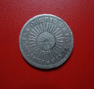Argentina Silver Coin 1 Real,  Km2 Vf,  1813 Ptsj photo