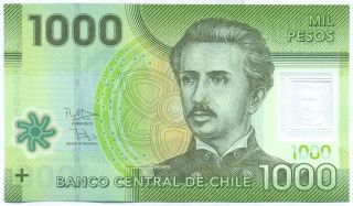 Chile Note 1000 Pesos 2012 Polymer Serial Cg P Unc photo