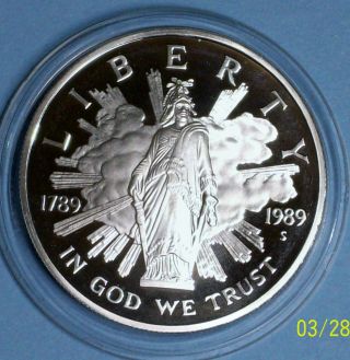U.  S.  A Commemoratives Silver Dollar 1989 S Congress Bicentenni Gem Proof Silver photo