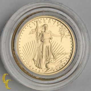 1990 - P Proof Gold American Eagle 1/10 Oz.  W/ Box,  Case,  And Bullion Coin photo