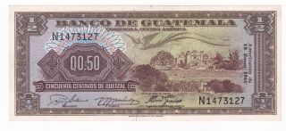 Guatemala: Banknote - 1/2 Quetzal 1961 Unc photo
