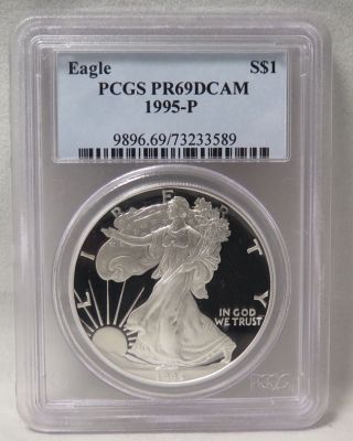 1995 - P American Silver Eagle Proof (pcgs - Pr69 Dcam) photo