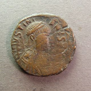 Byzantine Coin.  Justinian I 527 - 565 A.  D.  - Bronze Follis Us194 photo