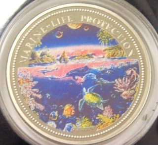 1993 Republic Of Palau Year Of Marine Life Protection Multicolor One Dollar Coin photo