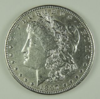 1897 - P $1 Morgan Silver Dollar Au,  Details (cleaned) (170329) photo