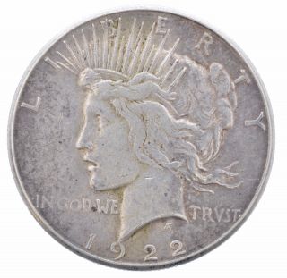 1922 S Peace Dollar Large $1 Silver Coin (us) Ungraded photo