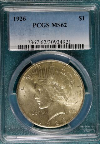 1926 - P Pcgs Ms62 Silver Peace Dollar B7836 photo