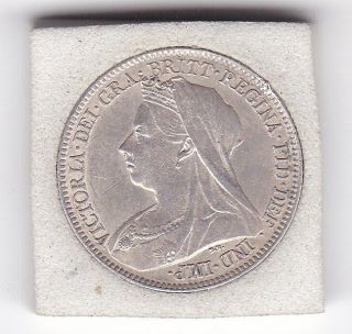 1893 Sharp Queen Victoria Sixpence (6d) Sterling Silver British Coin photo